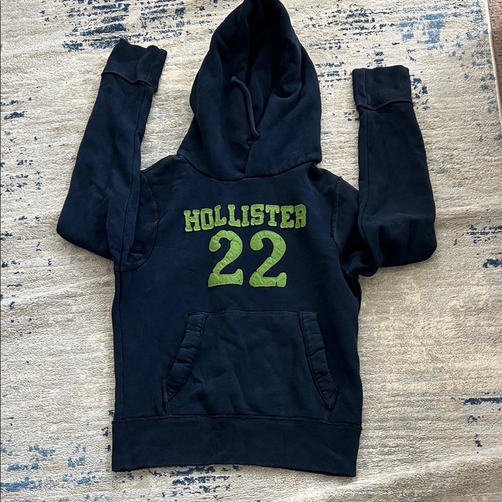 Hollister Kids Dark Hoodie with Lime Print